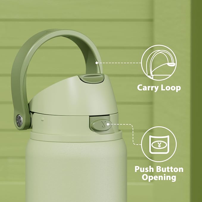 32 oz Insulated Water Bottle with Straw: Meoky Stainless Steel Metal Water Bottle with 2-in-1 Lid - Leak Proof, Cold for 24 Hours, Protective Silicone Base, BPA-Free for Sports Gym, Sage - Image 6