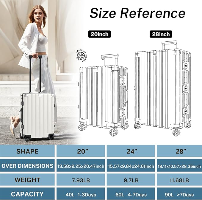 Krute Luggage 24 Inch Aluminum Frame Zipperless Suitcase - Image 3