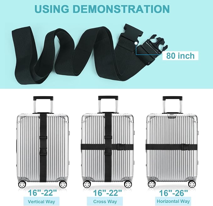 4Pcs Luggage Straps for Suitcase Travel Accessories TSA Approved, 80In Long - Image 5