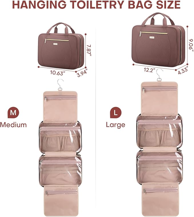Hanging Toiletry Bag for Women Travel, 2 Sizes Large & Small Waterproof - Image 2