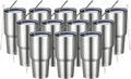 MEWAY 30oz Insulated Tumbler With Lids and Straws,Stainless Steel Double Vacuum Coffee Tumbler Cup, Brush, Durable Powder Coated Coffee Cup for Cold & Hot Drinks, Office, Travel(Silver,12 PACK) by MEWAY