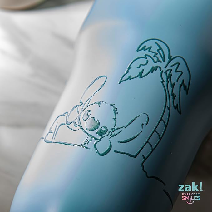 Zak Designs Disney Sutton Travel Tumbler for On the Go or At Home, 40oz Stainless Steel with Vacuum Insulation, Silicone Straw, Carry Handle, and 3D Artwork for Cold Drinks (Stitch) - Image 8