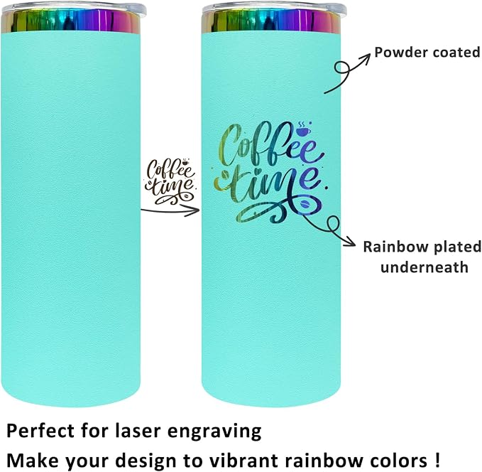 20 oz Skinny Tumblers Stainless Steel Tumbler with Lid and Straw Double Wall Vacuum Insulated Coffee Mug 20oz Powder Coated Cup for Hot and Cold Drinks(Mint Green,8 pack) - Image 4