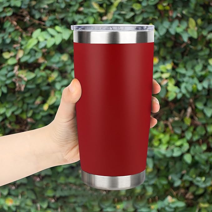 20oz Stainless Steel Tumbler Bulk with Lid, Travel Mug - Double Wall Vacuum Powder Coated Cup - Red, 6 Pack - Image 6