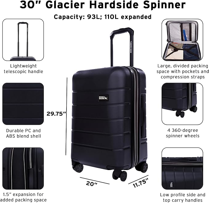 Eddie Bauer Glacier Checked 30" Luggage | Hardside | Spinner Wheels | - Image 2