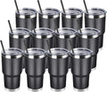 DOMICARE 30 oz Tumbler with Lid and Straw, Stainless Steel Tumblers Bulk, Insulated Vacuum Double Wall Travel Coffee Mug, Durable Powder Coated Tumbler Cups (Black, 12) by VisittheDOMICARE