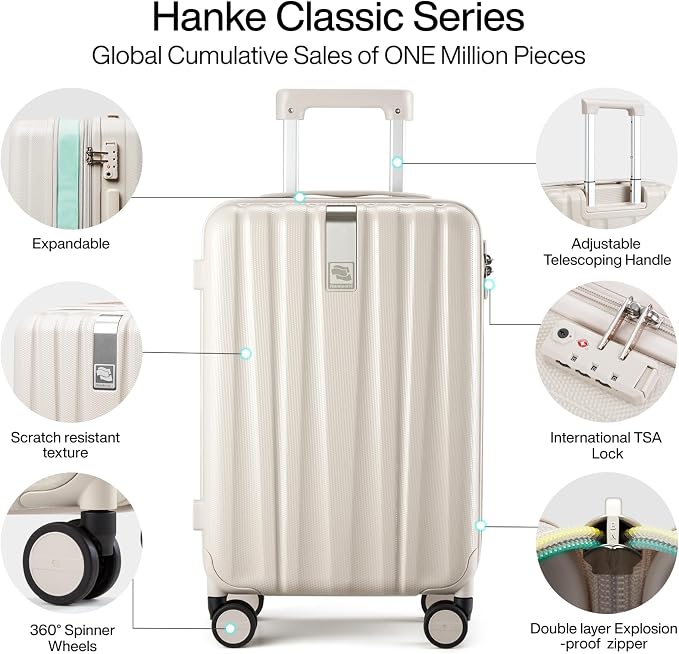 Hanke 20 Inch Expandable Carry on Luggage 22x14x9 Airline Approved Lightweight - Image 5