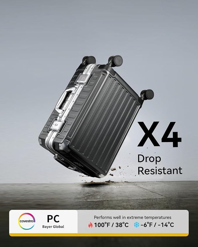 LUGGEX Carry On Luggage with Spinner Wheels, 20 Inch Aluminum Frame Zipperless - Image 6