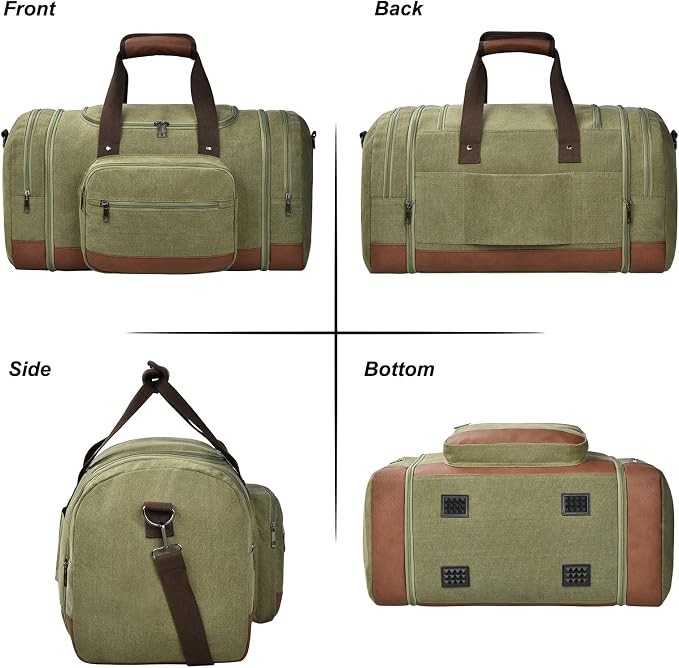 Litvyak Duffle Bag for Travel, 50L Canvas Travel Duffel Bags Overnight Weekend - Image 3