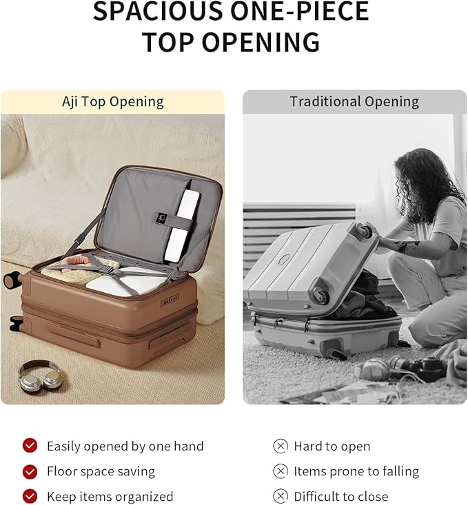 aji Expandable Top Opening Carry On Luggage Airline Approved, 20 Inch - Image 4