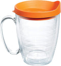 Tervis Clear & Colorful Lidded Made in USA Double Walled Insulated Tumbler Travel Cup Keeps Drinks Cold & Hot, 16oz Mug, Orange Lid by TervisTumblerCompany