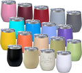 18 Pack Stainless Steel Wine Tumbler with lid, 12oz Insulated Powder Coated Wine Tumbler Stemless Double Wall Vacuum Wine Glass Coffee Tumbler Bulk Laser Engrave, DIY Gift, 18 Colors by YOUKEOLA