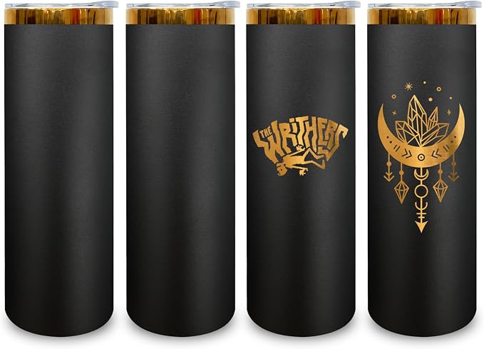 20 oz Skinny Tumblers Stainless Steel Tumbler with Lid and Straw Double Wall Vacuum Insulated Coffee Mug 20oz Powder Coated Cup for Hot and Cold Drinks(Black,4 pack) by FunTrans