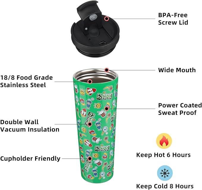 BJPKPK 34oz Stainless Steel Insulated Tumbler With lid And Straw Travel Coffee Thermal Tumblers Cup For Women And Men,Game - Image 2