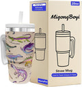 2PCS 20-OZ Insulated Water Bottle,Insulated Stainless Steel Tumbler,Reusable Cold Drink Thermos,BPA-Free, Double-Wall Stainless Steel Water Bottle (Cream-Dinosaurs, 20, Fluid Ounces) by Unknown