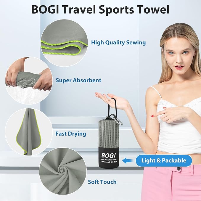 BOGI Microfiber Travel Sports Towel-Quick Dry Towel, Soft Lightweight - Image 4