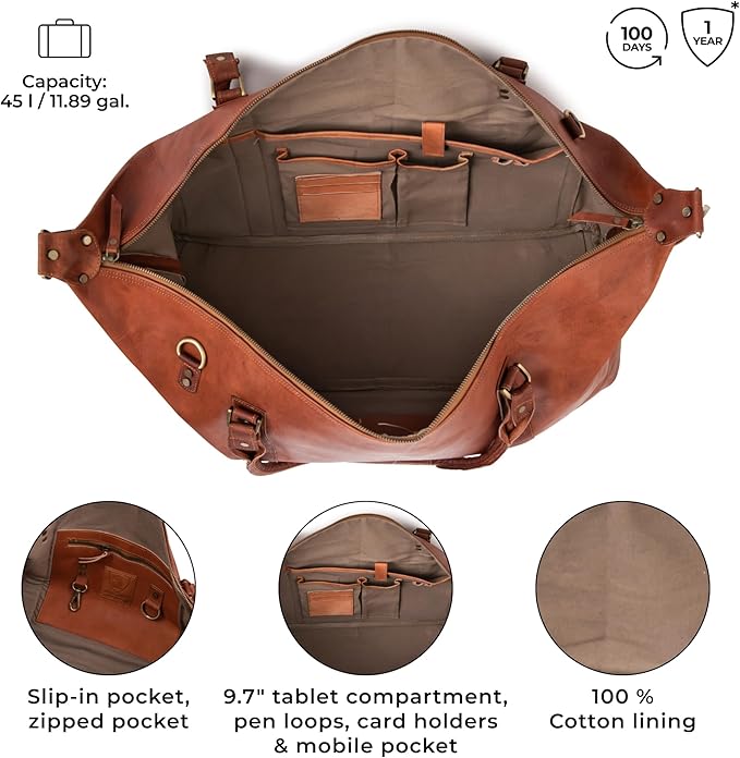 Berliner Bags Vintage Leather Duffle Bag München - Image 4