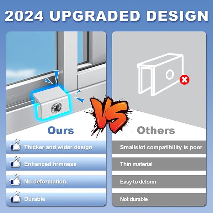 8 Sets Sliding Window Locks for Up and Down Windows, Adjustable Aluminum Window - Image 6