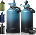 CIVAGO Gallon Insulated Water Bottle Jug with Straw, 128 oz Large Stainless Steel Water Flask, Big Metal Thermal Mug with 3 Lids for Sports, Travel, Gym, and Camping, Indigo Black by CIVAGO