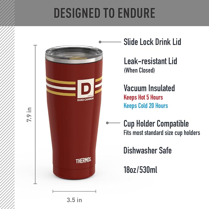 THERMOS, Stainless Steel Tumbler with Slide Lock, 18 Ounce, Vintage Stripe - Image 4