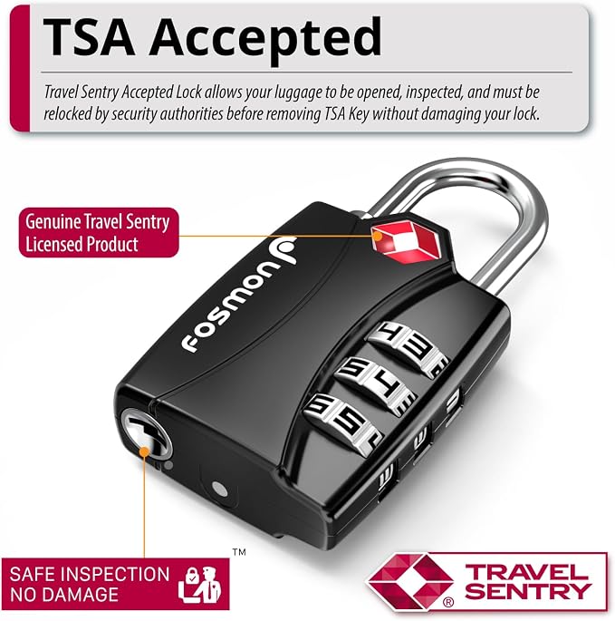Fosmon Luggage Locks TSA Approved 6 Pack, Suitcase Locks - Image 2