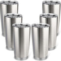 20oz Stainless Steel Tumbler Bulk with Lid, Travel Mug - Double Wall Vacuum Powder Coated Cup - Stainless steel, 6 Pack by Unknown