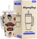 2PCS 20-OZ Insulated Water Bottle,Insulated Stainless Steel Tumbler,Reusable Cold Drink Thermos,BPA-Free, Double-Wall Stainless Steel Water Bottle (Cream-Higland cows, 20, Fluid Ounces) by Unknown