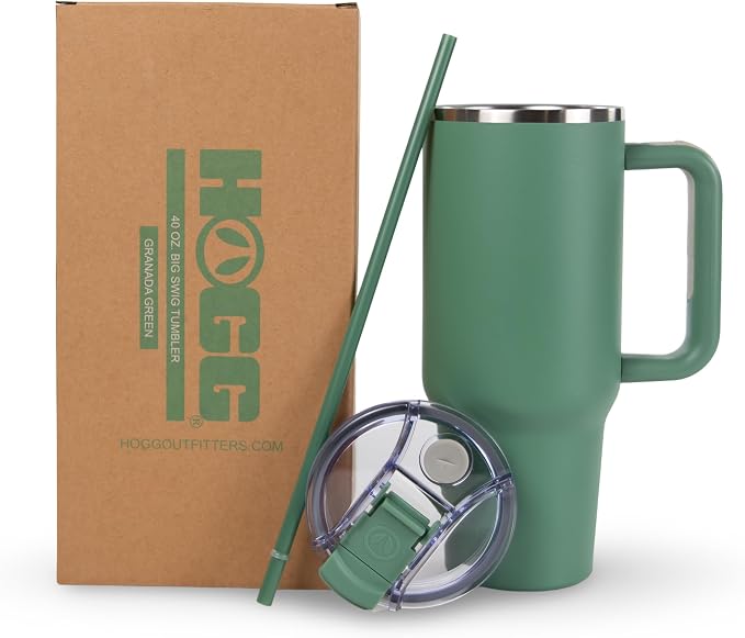 Hogg Big Swig 40 oz Tumbler with Handle and Straw - Granada Green, 40oz Insulated Stainless Steel, Water Tumbler with Straw, Water Cup with Handle, Versatile Leak Proof Lid - Image 7