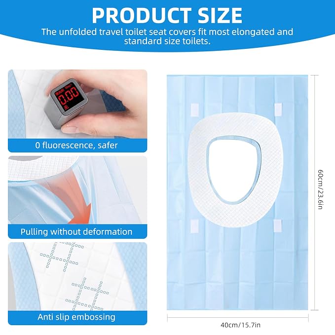 55 Pack Toilet Seat Covers Disposable 16x24 Inch XL Portable Toilet Liners - Image 2