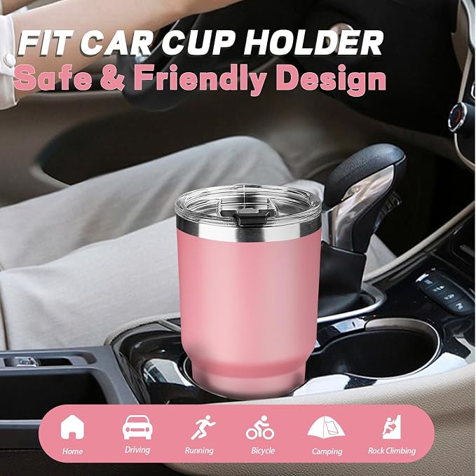 30 oz Tumbler with Lids and Straws, Stainless Steel Insulated Coffee Tumbler, Double Wall Vacuum Insulated Travel Mug Cup, Leakproof Thermal Coffee Cup for Hot and Cold Drinks (Light Pink) - Image 6