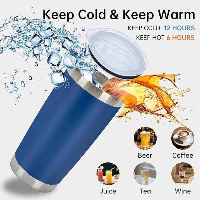 IEOVIEE 32 Pack, 20oz Stainless Steel Bulk Tumblers with Lids and Straws, Double Wall Insulated Travel Coffee Mug, Durable Powder Coated Tumbler Bulk Cup for Cold and Hot Drinks(Dark Blue) - Image 6