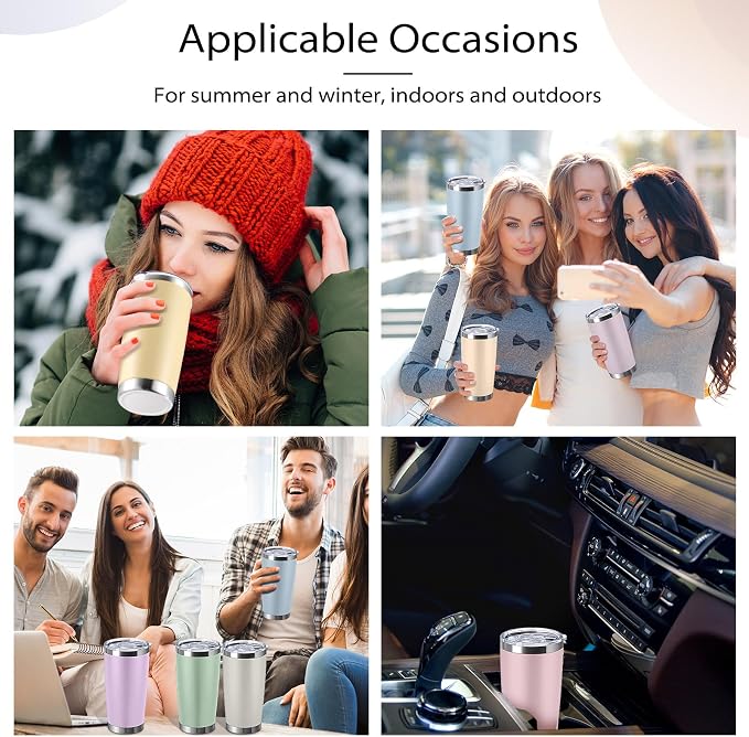 Sieral 36 Pack Stainless Steel Tumblers Bulk with Lids Double Wall Vacuum Insulated Coffee Cups Blank leakproof Powder Coated Tumblers for Engraving Wedding Graduation Party Favors(20 oz,Matte Color) - Image 6
