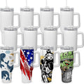 sweet grain 40 oz Sublimation Tumbler with Handle and Straw(12 Pack) Stainless Steel Double Wall Vacuum Insulated Travel Mug Cup Tumblers Bulk Sublimation Blank - White by sweetgrain