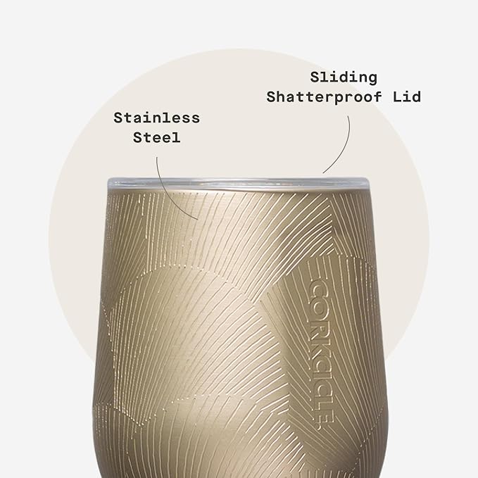 Corkcicle Stemless Wine Tumbler - Keeps Drinks Cold for 6 Hours - Triple-Insulated Stainless Steel - Non-Slip Base - Summer Drinkware Gift - Keeps Drinks Ice Cold - 12 oz - Champagne Dreams - Image 5