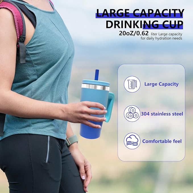 20-OZ Insulated Water Bottle,Insulated Stainless Steel Tumbler,Reusable Cold Drink Thermos,BPA-Free, Double-Wall Stainless Steel Water Bottle (Royal Blue, 20, Fluid Ounces) - Image 4
