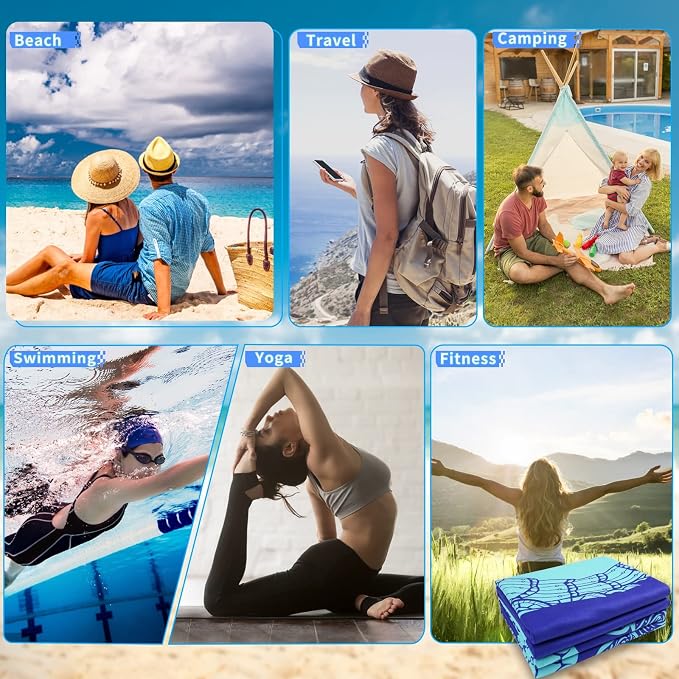 2 Pack Microfiber Thin Lightweight Beach Towel Oversized 71x32 Extra Large Sand - Image 7