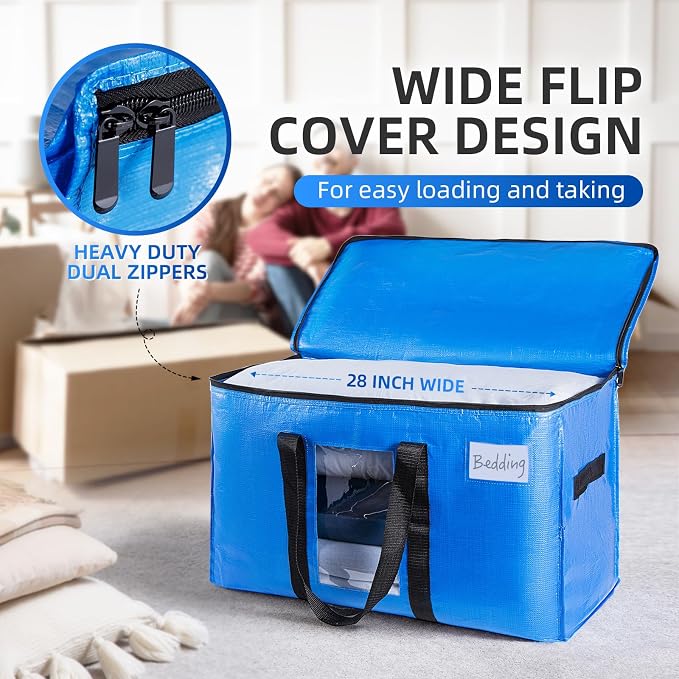 TAILI Extra Large Moving Bags, 2 Pack Blue Heavy Duty Totes - Image 5