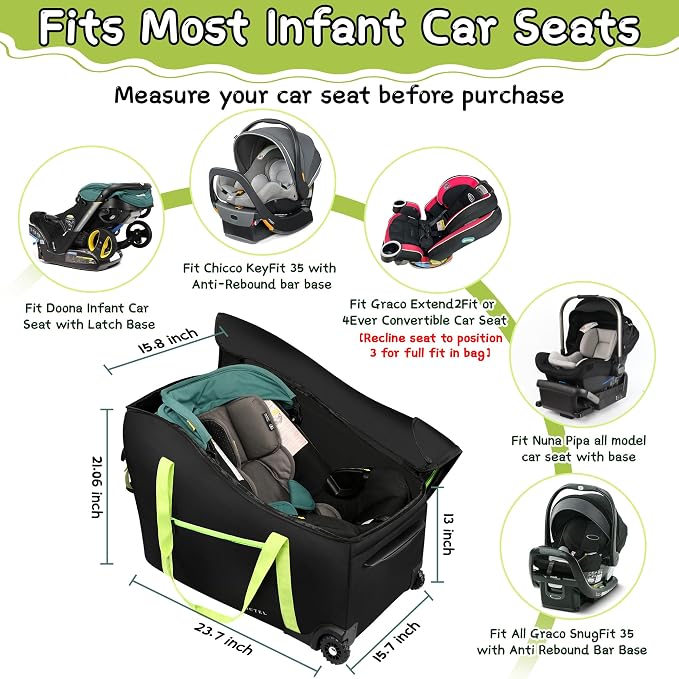 Baby Car Seat Travel Bag Fit Chicco Keyfit 35 and Anti-rebound Bar Base - Image 2