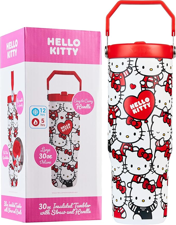 Get Trend Hello Kitty Sanrio Tumbler with Straw 30oz Girls Teens Women Insulated Cup with Lid Travel Mug for School, Sports, Kawaii Gifts for Girls (Aop Hello Kitty) by GetTrend