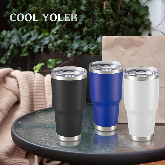 30 oz Tumbler with Lid Stainless Steel Tumblers Bulk Vacuum Insulated Cup Reusable Powder Coated Travel Mug Double Wall Leak Proof Cups Keep Cold Drinks for 12 Hours Blue, Set of 8 - Image 6