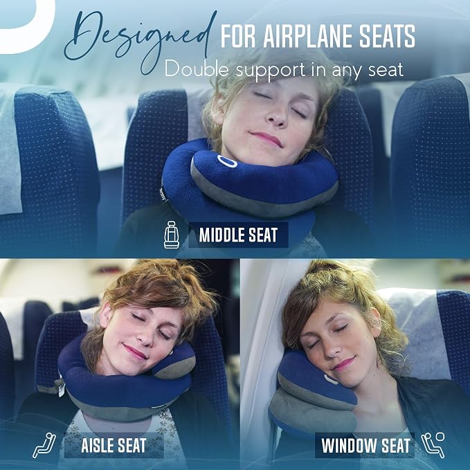 BCOZZY Travel Neck Pillow for Airplane – Patented Double Support for Head - Image 2