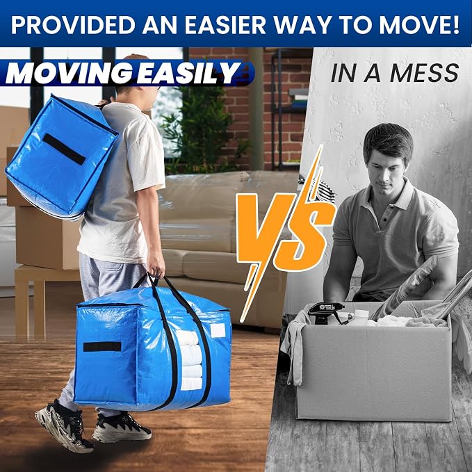 TAILI Extra Large Moving Bags, 2 Pack Blue Heavy Duty Totes - Image 7