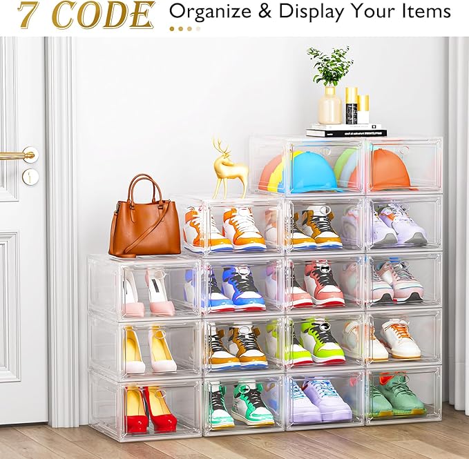 12 Pack Clear Shoe Storage Organizer - Image 4