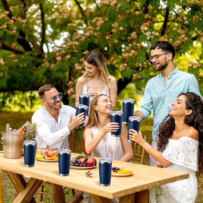 Sieral 36 Pack Stainless Steel Tumblers Bulk with Lids Double Wall Vacuum Insulated Coffee Cups Blank leakproof Powder Coated Tumblers for Engraving Wedding Graduation Party Favors(16 oz,Navy Blue) - Image 6