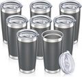 20 oz Tumbler with Lid Stainless Steel Insulated Tumblers Bulk Double Wall Vacuum Cups Powder Coated Travel Mug Keep Drink Cold and Hot, Grey, 8 Pack by Orebigo