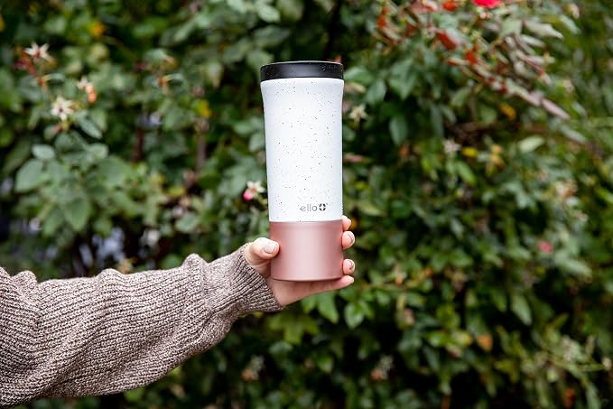 Ello Miri 16oz Vacuum Insulated Stainless Steel Travel Mug, Leak-Proof Slider Lid, Keeps Hot for 5 Hours, Perfect for Coffee or Tea, BPA-Free, Fits Most Cupholders, Holiday Gift, Speckle - Image 2