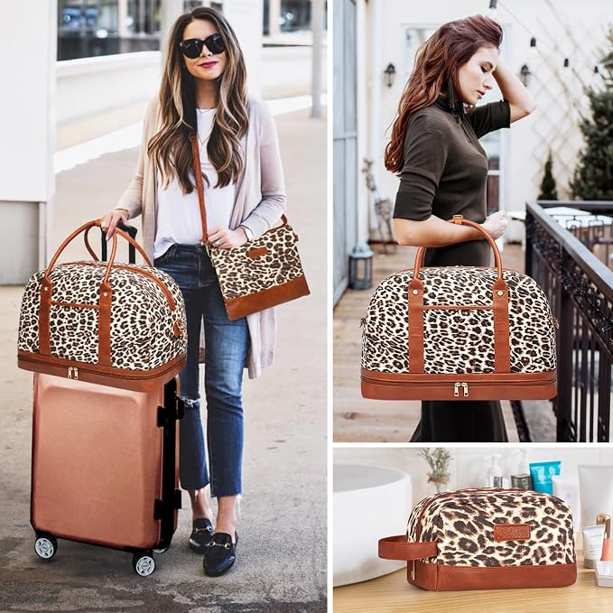 Weekender Bag for Women Canvas Overnight Bag Large Travel Tote Bag Carry on - Image 2