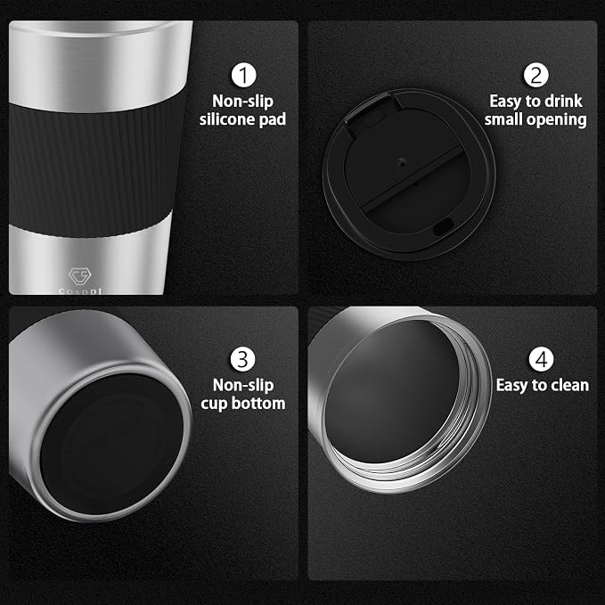 CS COSDDI 12 oz Stainless Steel Vacuum Insulated Tumbler - Coffee Travel Mug Spill Proof with Lid - coffee Cup for Keep Hot/Ice Coffee,Tea and Beer - Image 4