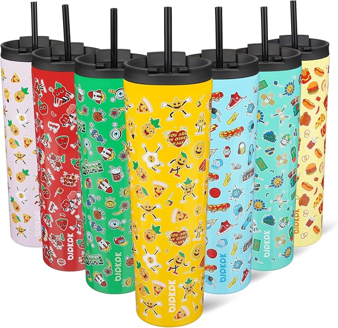 BJPKPK 34oz Insulated Tumbler With lid And Straw Stainless Steel Tumblers Travel Coffee Mug Reusable Thermal Cup,Hawaii Fruits Yellow by BJPKPK