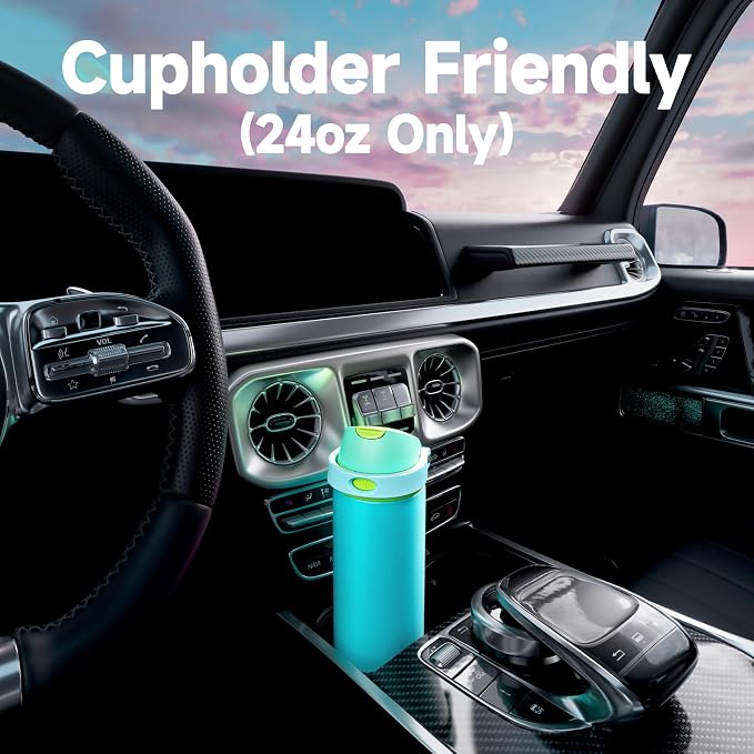 24 oz Insulated Water Bottle for Men: Meoky Stainless Steel Water Bottle with 2-in-1 Straw and Spout Lid - Leak Proof, Cold for 24 Hours, Fits in Car Cup Holder, BPA-Free for Sports Travel, Teal - Image 7